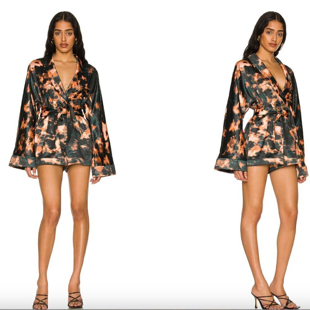 Camila Coelho Amelia Romper Orange Teal Tie Dye Revolve Size XS